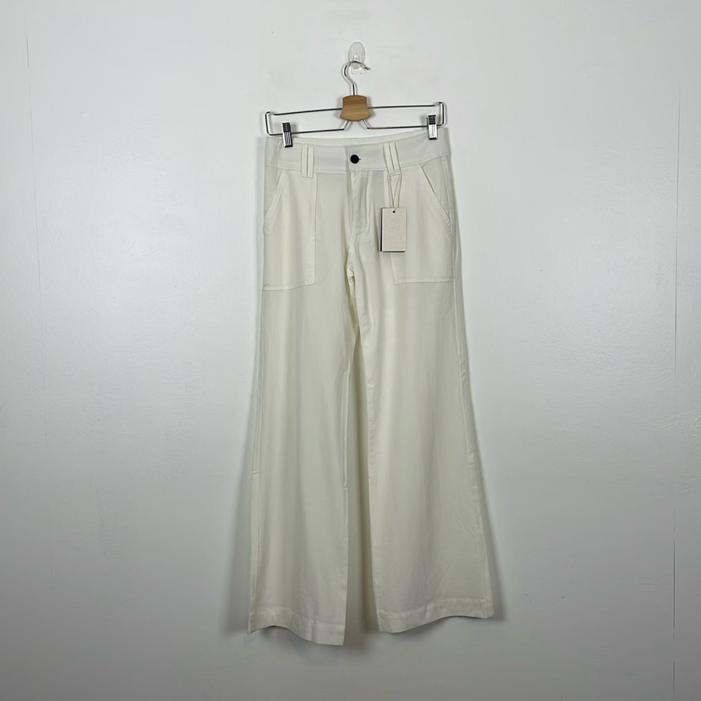 Flamingo Womens S Business Casual Wide Leg 4 Pocket Stretch Linen Blend Trouser